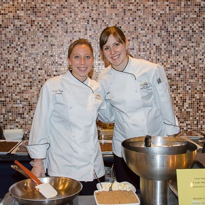 Denise Knapp and Maureen Beebe prepared the dessert course