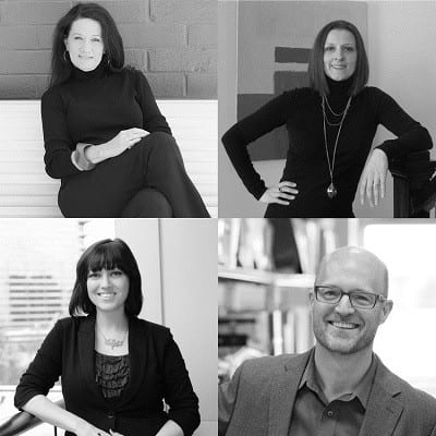 (Top) Jo Rabaut, ASID, IIDA and Andrea H. Bishop, ASID, LEED AP teamed up with Southface staff Shane Totten, AIA, IIDA, LEED AP BD+C; Bonnie Casamassima, LEED GA for this exciting project